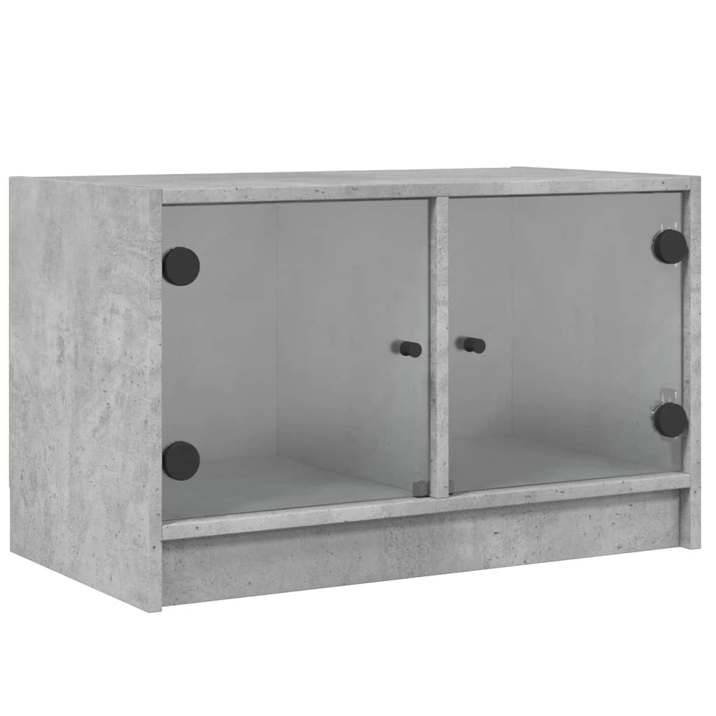 vidaXL Tv-meubel met glazen deuren 68x37x42 cm betongrijs