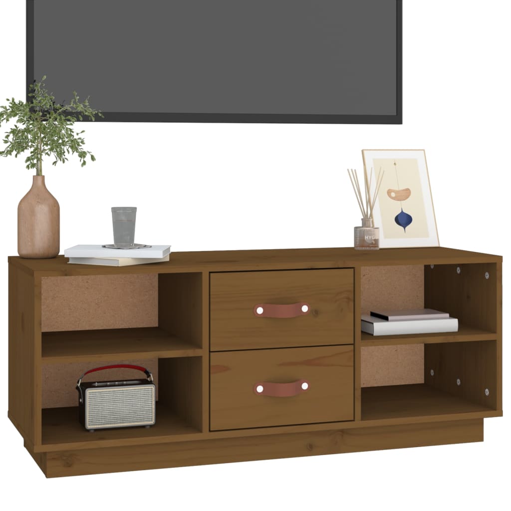 vidaXL Tv-meubel 100x34x40 cm massief grenenhout honingbruin