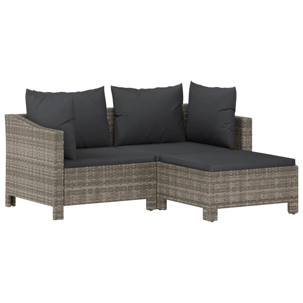 vidaXL 6-delige Loungeset met kussens poly rattan grijs