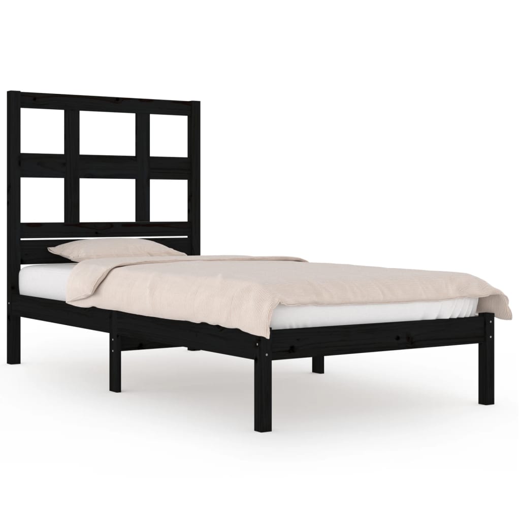 vidaXL Bedframe massief grenenhout zwart 100x200 cm