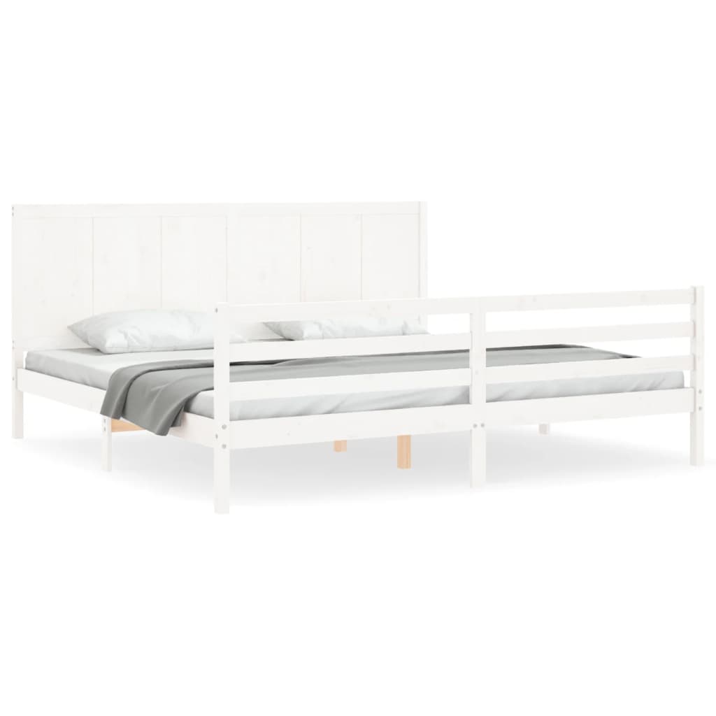 vidaXL Bedframe met hoofdbord massief hout wit