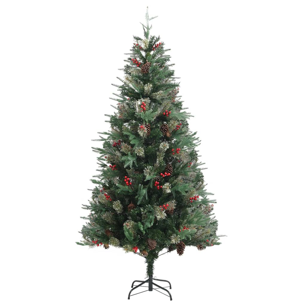 vidaXL Kerstboom met dennenappels 225 cm PVC en PE groen