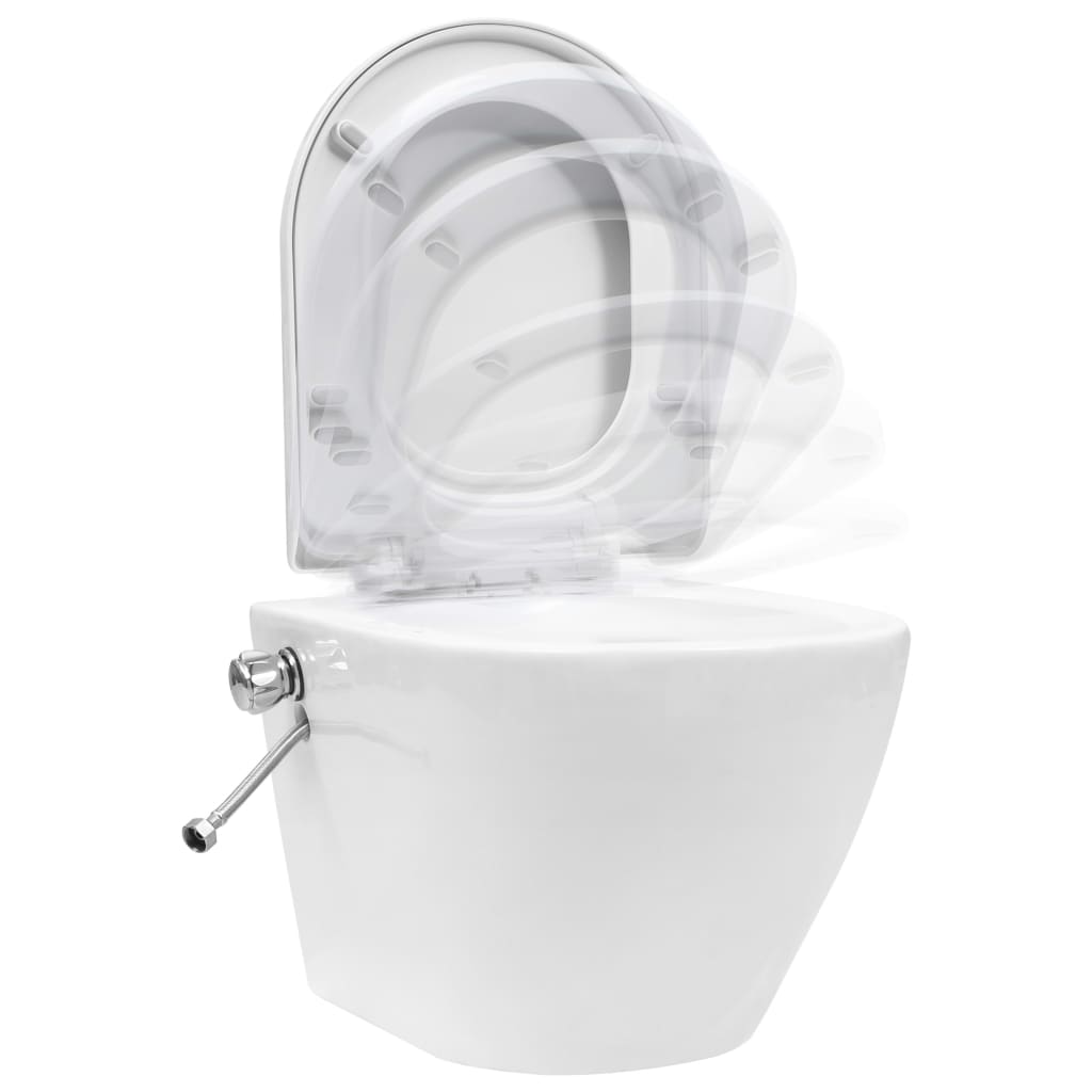 vidaXL Hangend toilet randloos met verborgen stortbak keramiek wit