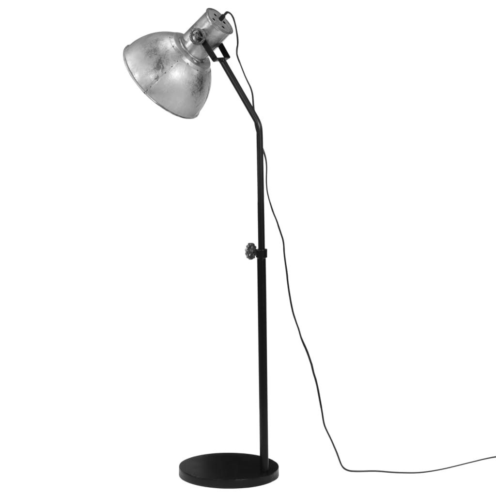 vidaXL Vloerlamp 25 W E27 30x30x90-150 cm vintage zilverkleurig