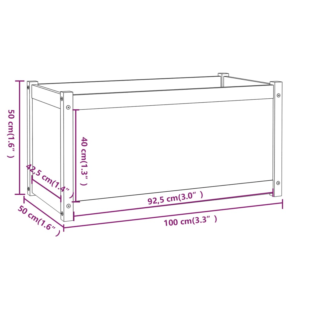 vidaXL Plantenbakken 2 st 100x50x50 cm massief grenenhout grijs