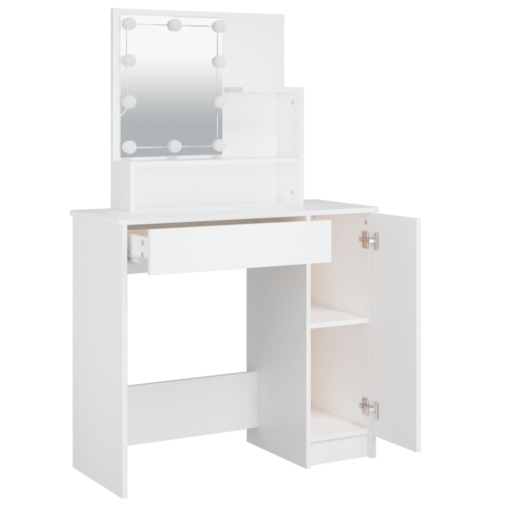 Kaptafel wit makeup tafel led-verlichting met lade spiegel opbergkast schuifkast - Meubels kopen? | Korting tot 48