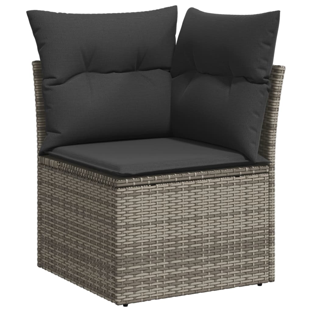 vidaXL 4-delige Loungeset met kussens poly rattan grijs