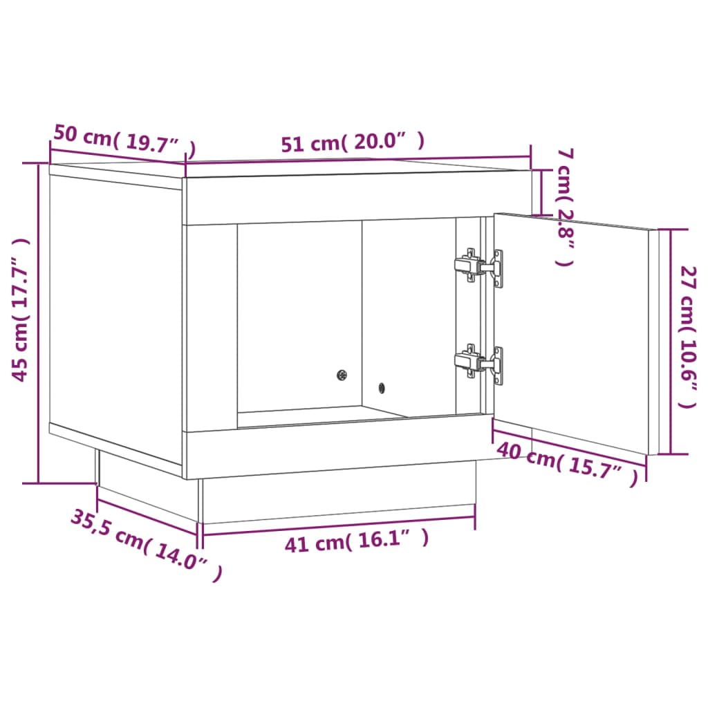 vidaXL Salontafel 51x50x45 cm bewerkt hout bruin eikenkleur