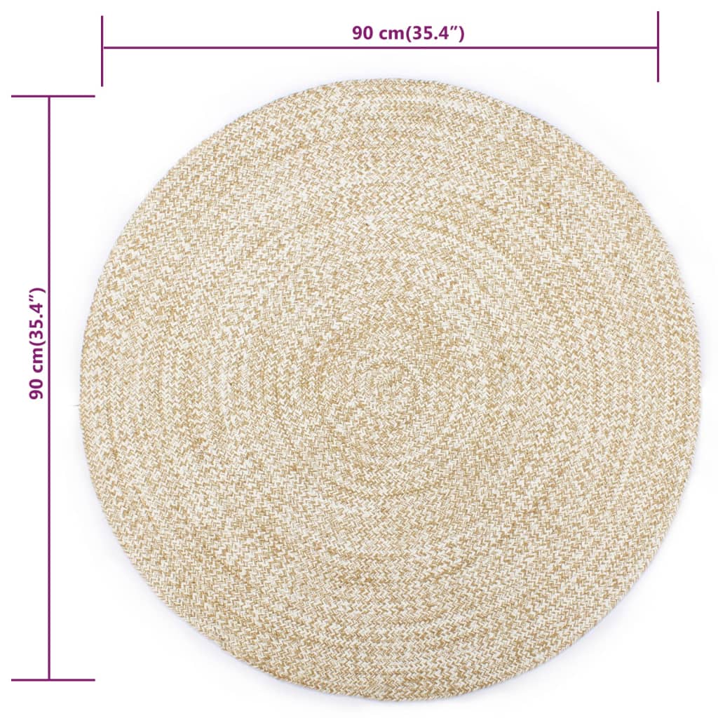 vidaXL Vloerkleed handgemaakt 90 cm jute wit en naturel
