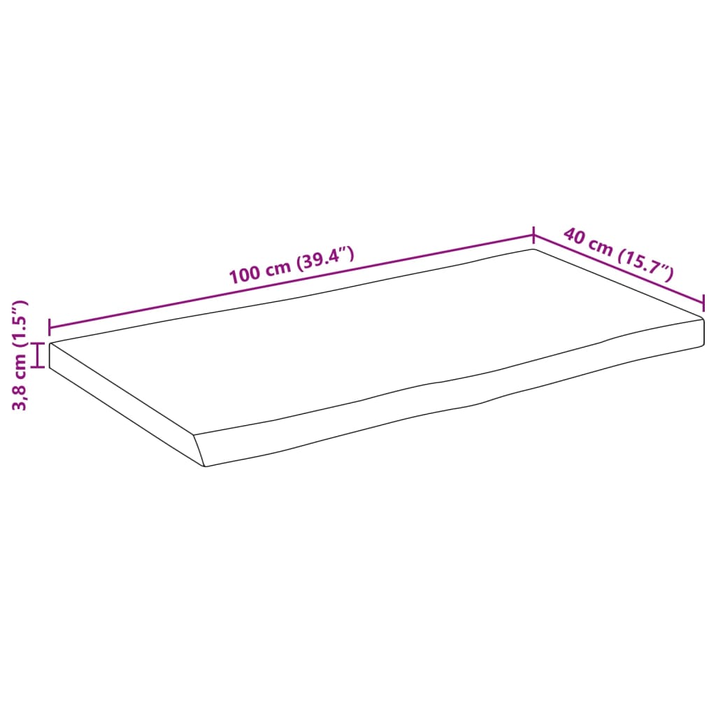 vidaXL Tafelblad met natuurlijke rand 100x40x3,8 cm massief mangohout