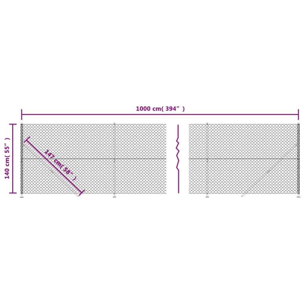 vidaXL Gaashek met flens 1,4x10 m antracietkleurig