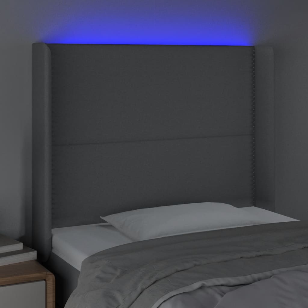 vidaXL Hoofdbord LED 103x16x118/128 cm stof lichtgrijs