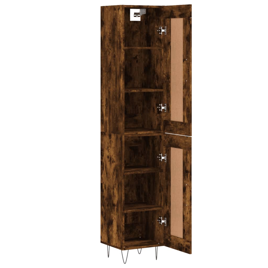 vidaXL Hoge kast 34,5x34x180 cm bewerkt hout gerookt eikenkleurig