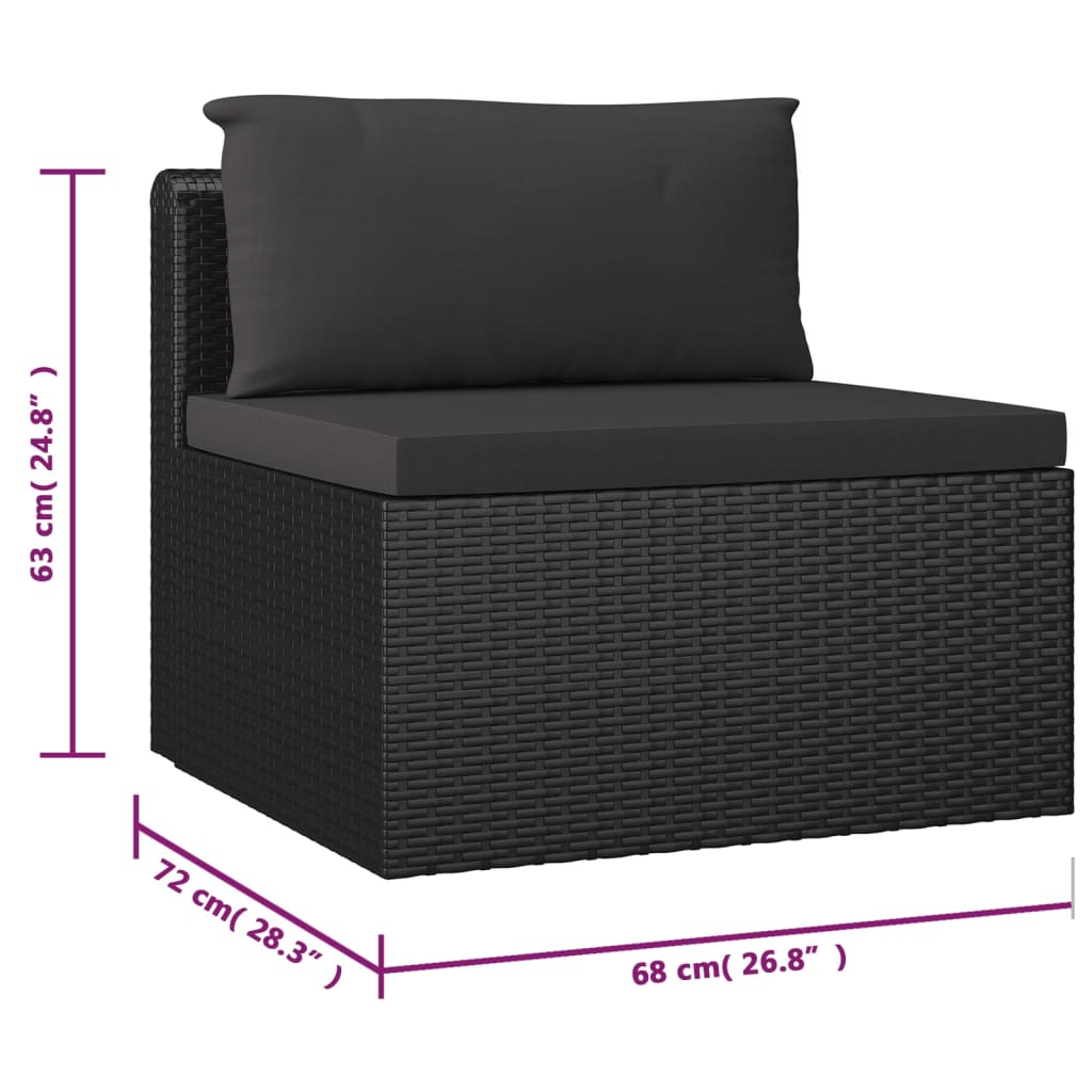 vidaXL 10-delige Loungeset met kussens poly rattan zwart