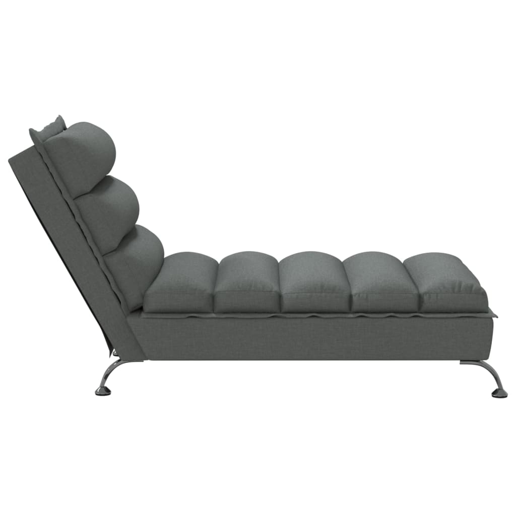 vidaXL Chaise longue met kussens stof donkergrijs