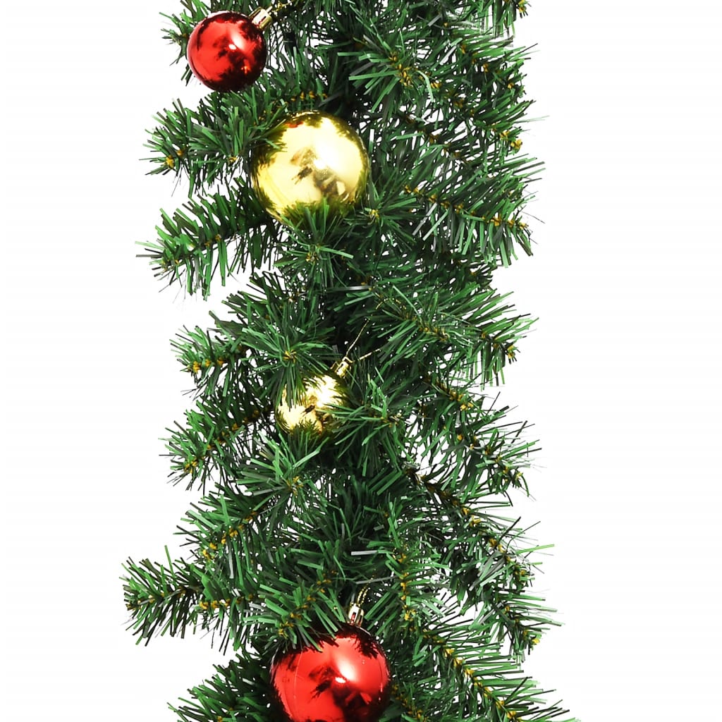 vidaXL Kerstslinger versierd met kerstballen en LED-lampjes 20 m