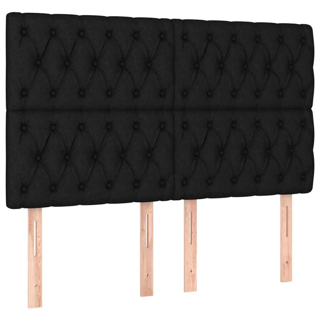 vidaXL Hoofdbord LED 144x7x118/128 cm stof zwart