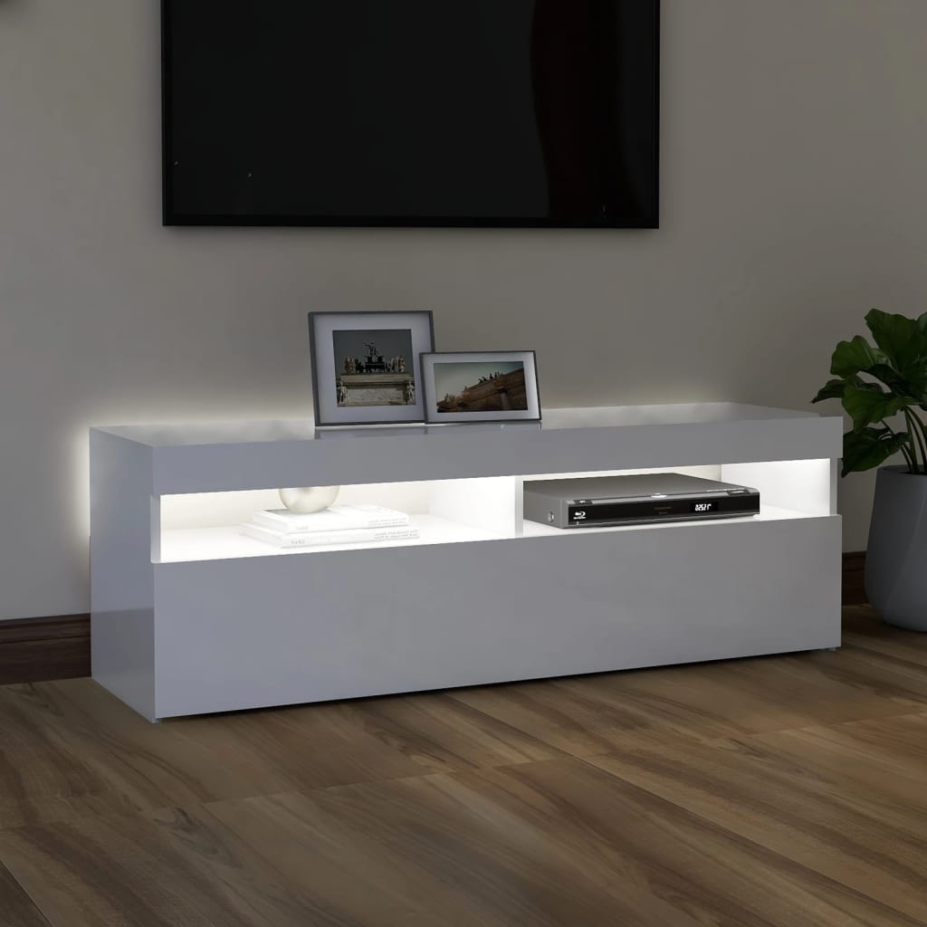 vidaXL Tv-meubel met LED-verlichting 120x35x40 cm hoogglans wit