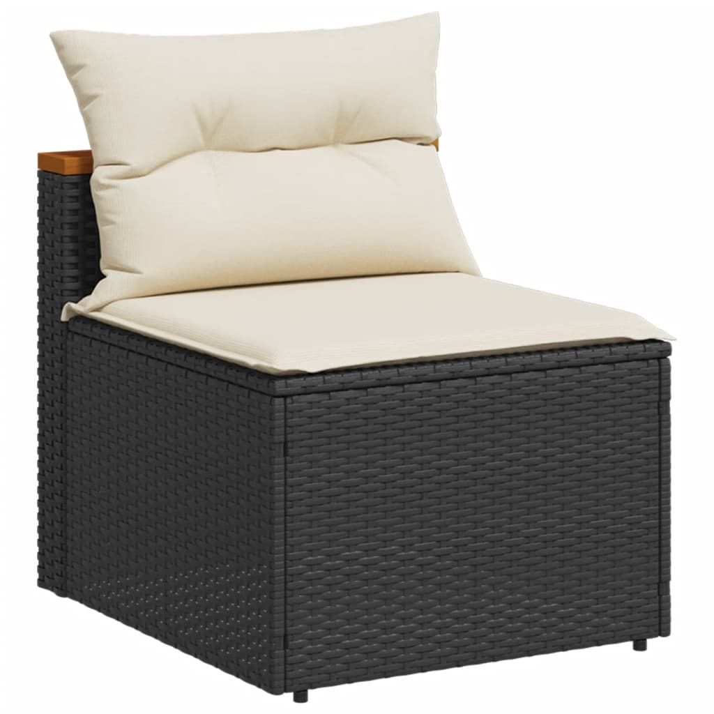 vidaXL 5-delige Loungeset met kussens poly rattan acacia zwart