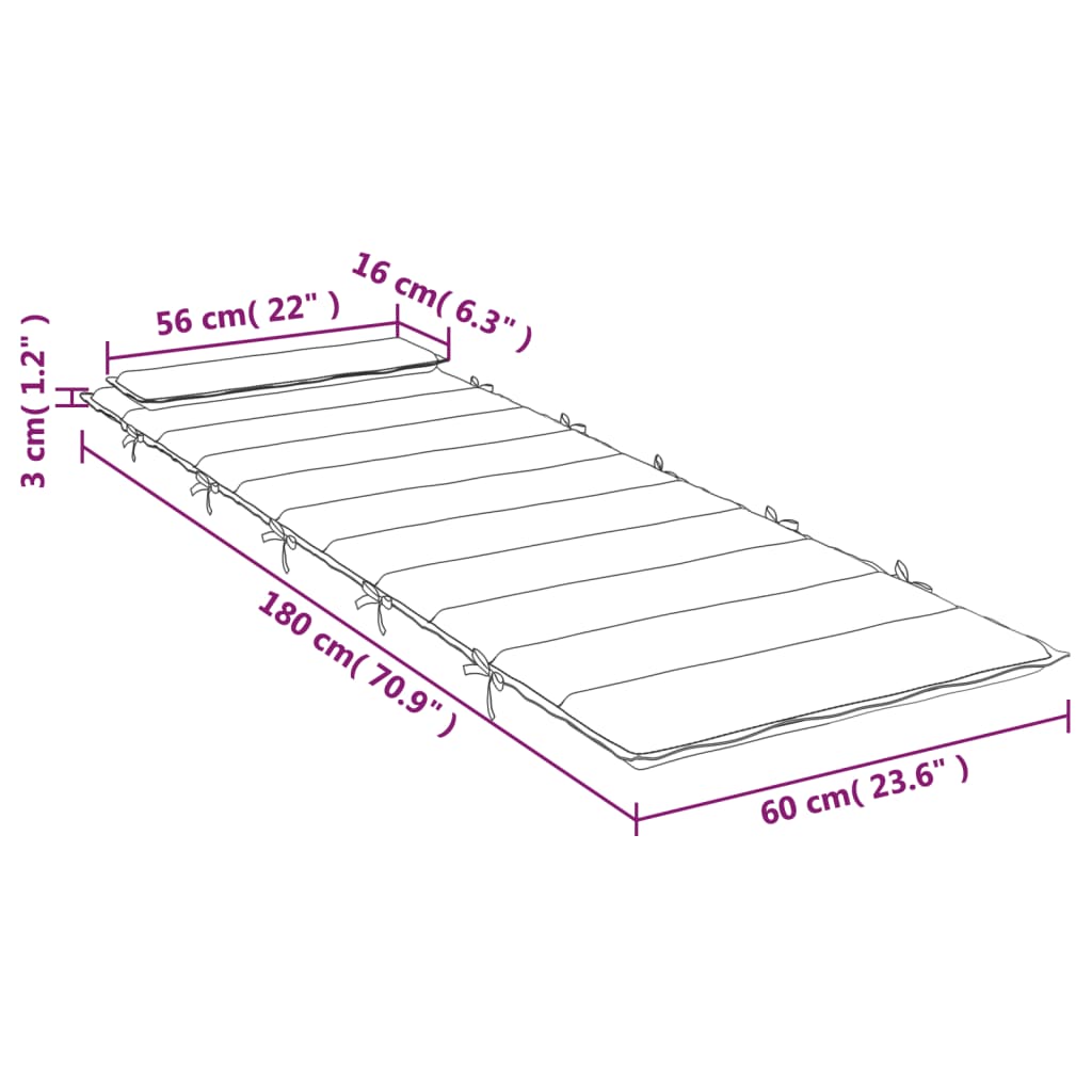 vidaXL Ligbedkussen 180x60x3 cm oxford stof grijs