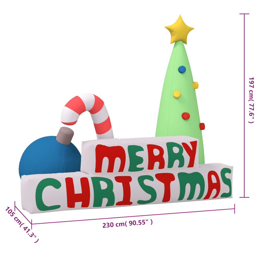 vidaXL Decoratie "Merry Christmas" met LED's opblaasbaar 197 cm