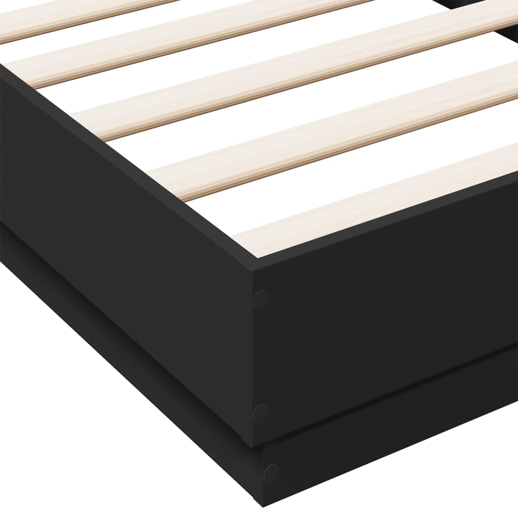 vidaXL Bedframe bewerkt hout zwart 90x190 cm