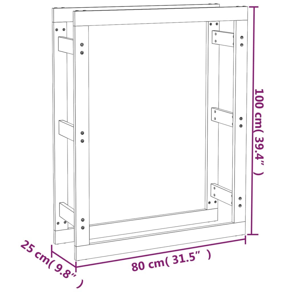 vidaXL Haardhoutrek 80x25x100 cm massief grenenhout grijs