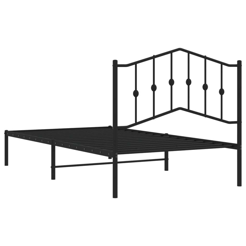 vidaXL Bedframe met hoofdbord metaal zwart 100x190 cm