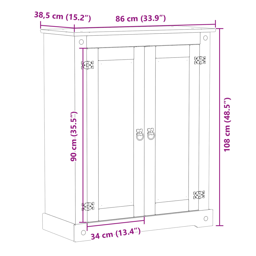 vidaXL Schoenenkast Corona 86x38,5x108 cm massief grenenhout