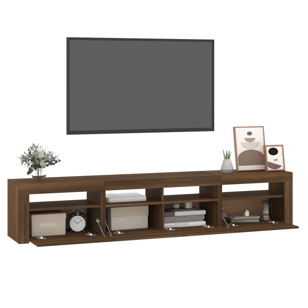 vidaXL Tv-meubel met LED-verlichting 210x35x40 cm bruin eikenkleur