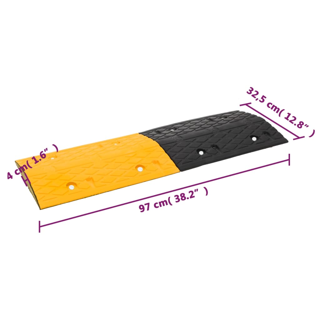 vidaXL Verkeersdrempel 97x32,5x4 rubber geel en zwart