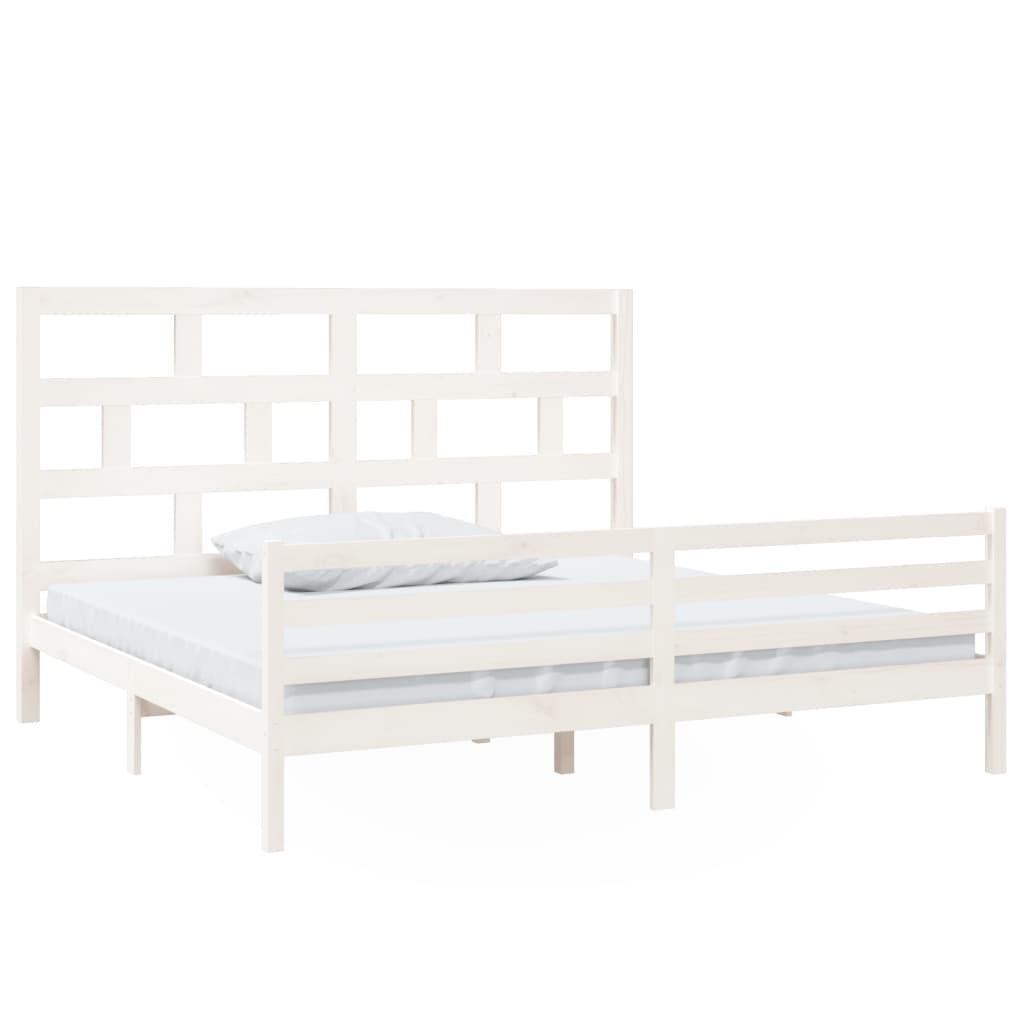 vidaXL Bedframe massief grenenhout wit 200x200 cm