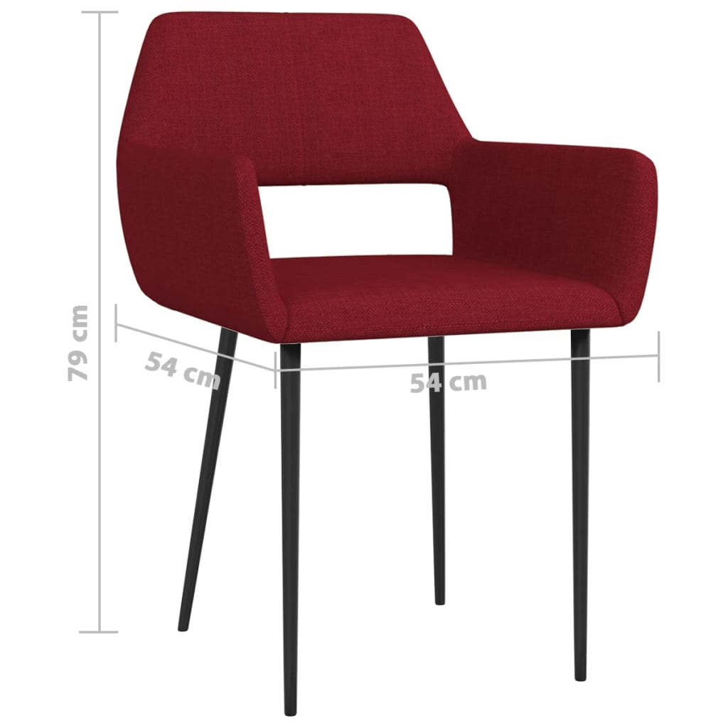 vidaXL Eetkamerstoelen 2 st stof wijnrood