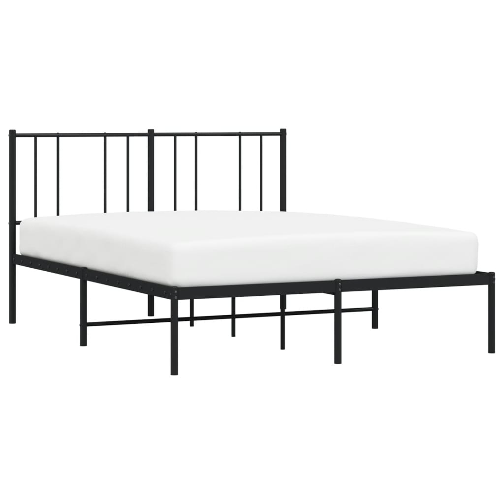 vidaXL Bedframe met hoofdbord metaal zwart 140x190 cm