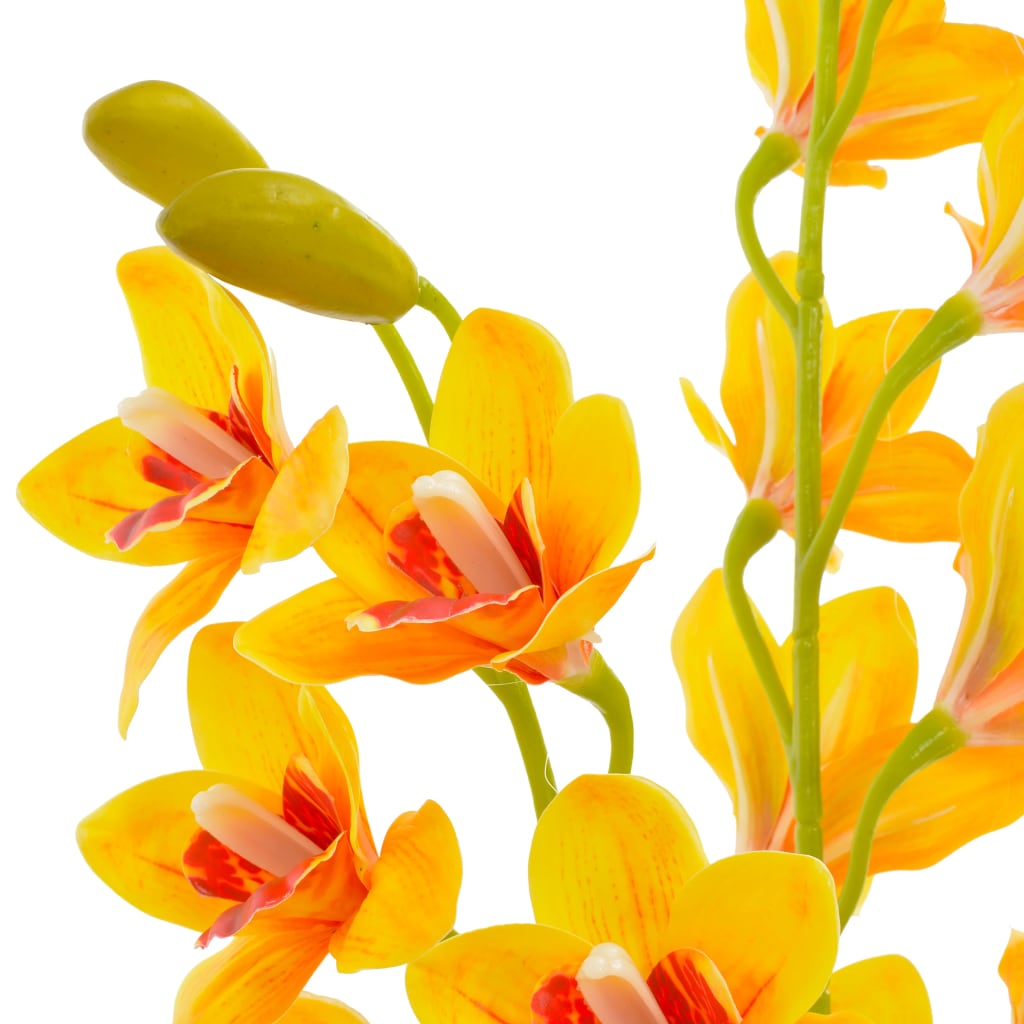 vidaXL Kunstplant met pot orchidee 90 cm geel