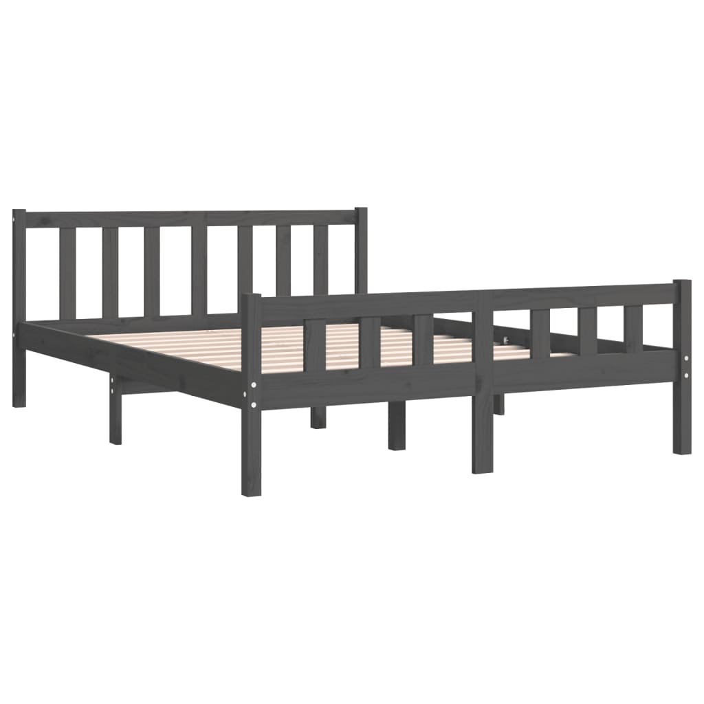 vidaXL Bedframe massief hout grijs 120x190 cm