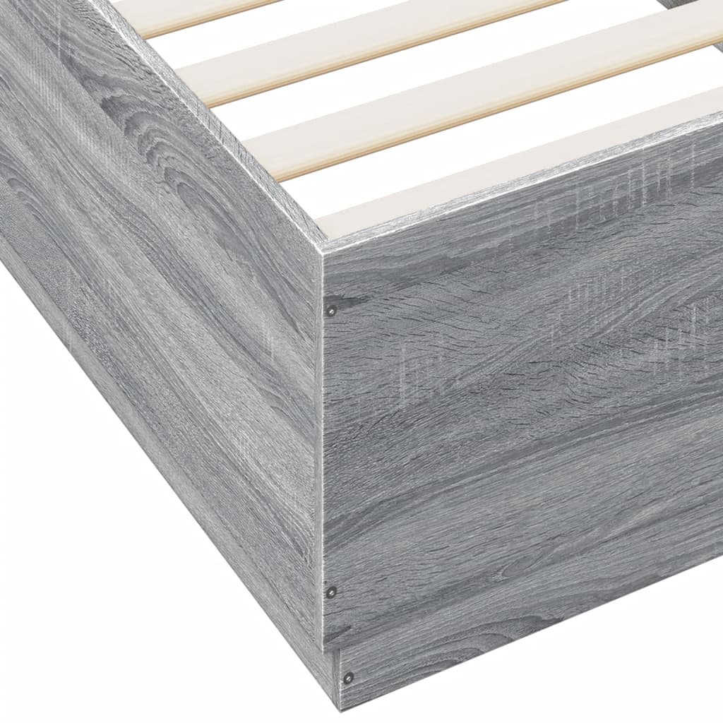 vidaXL Bedframe bewerkt hout grijs sonoma eikenkleurig 90x200 cm