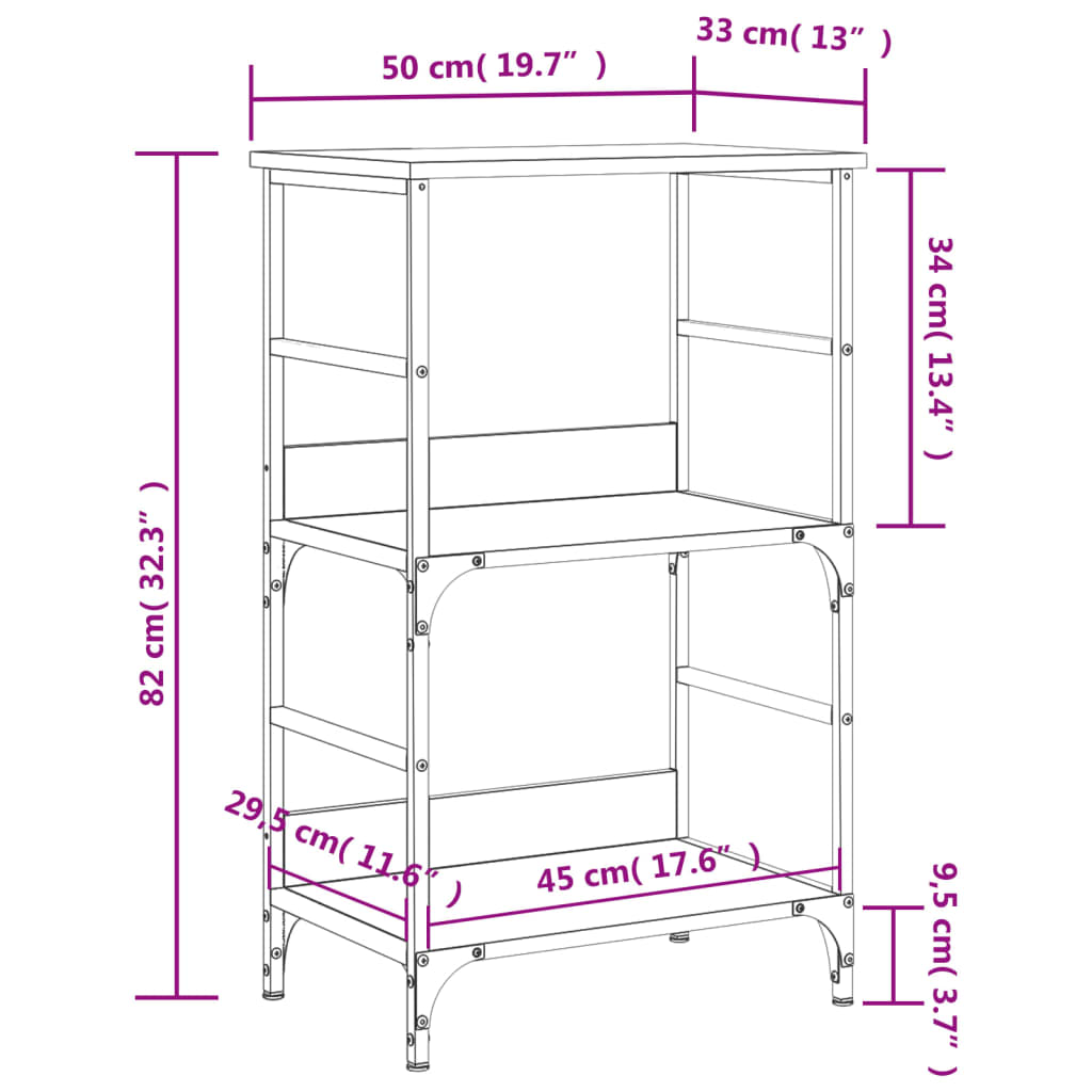 vidaXL Boekenrek 50x33x82 cm bewerkt hout gerookt eikenkleurig