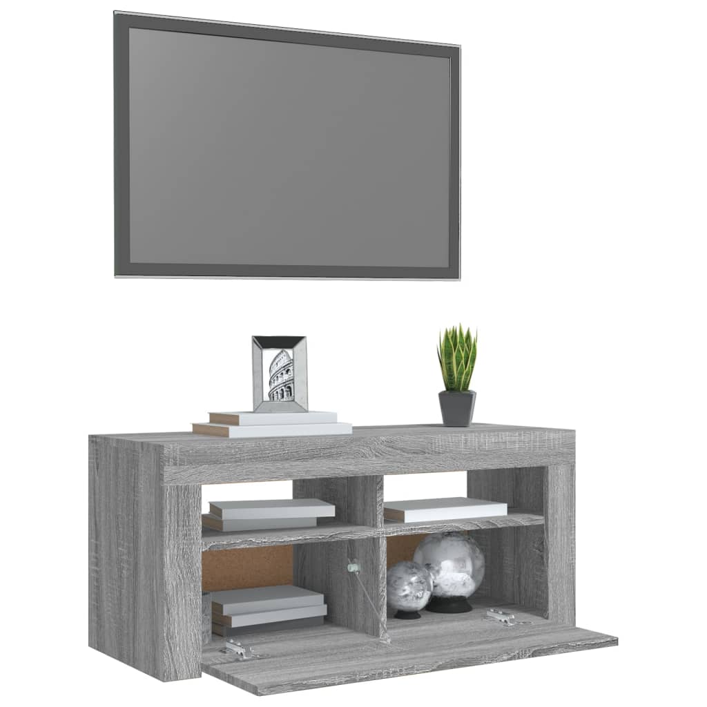 vidaXL Tv-meubel met LED-verlichting 90x35x40 cm grijs sonoma eiken