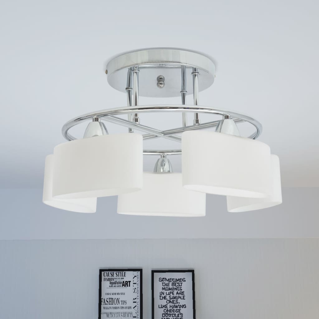 vidaXL Plafondlamp met ellipsvormige glazen kappen 5xE14 200W