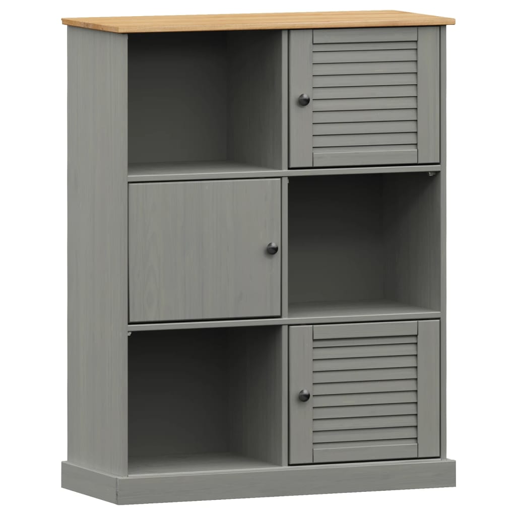 vidaXL Boekenkast VIGO 90x35x114,5 cm massief grenenhout grijs