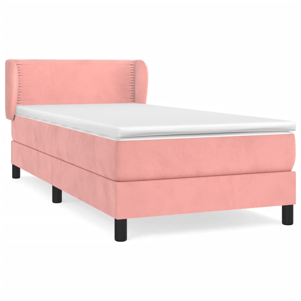 vidaXL Boxspring met matras fluweel roze 100x200 cm