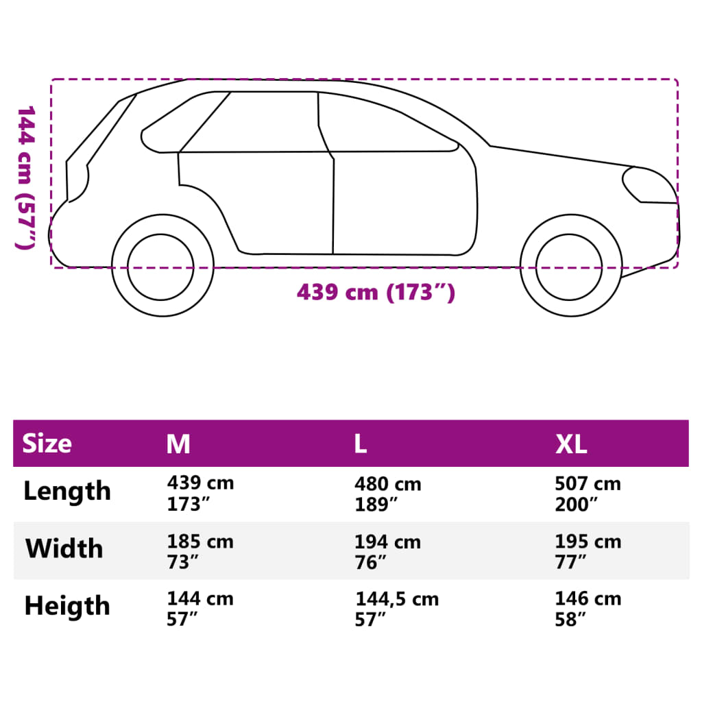 vidaXL Autohoes voor SUV met gespriemen M volledig zilverkleurig