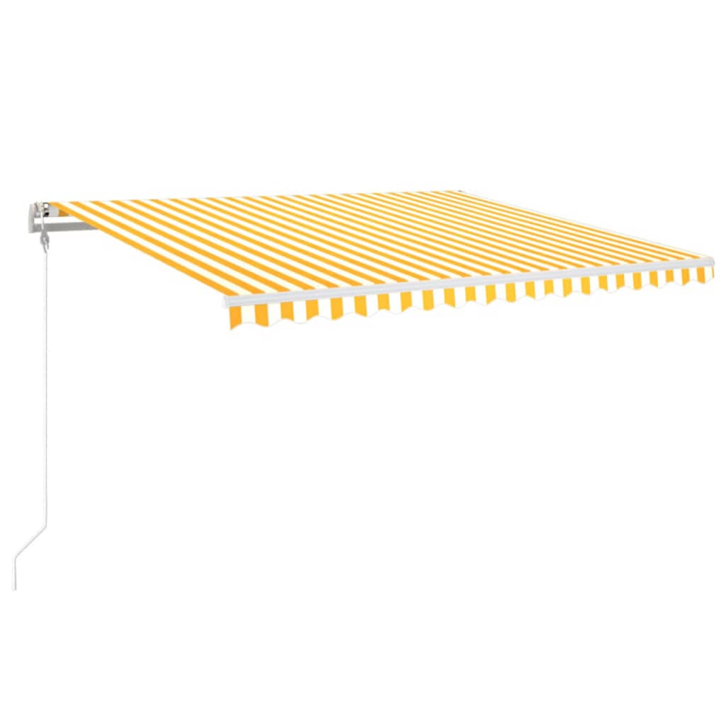 vidaXL Luifel automatisch met LED en windsensor 400x350 cm geel en wit