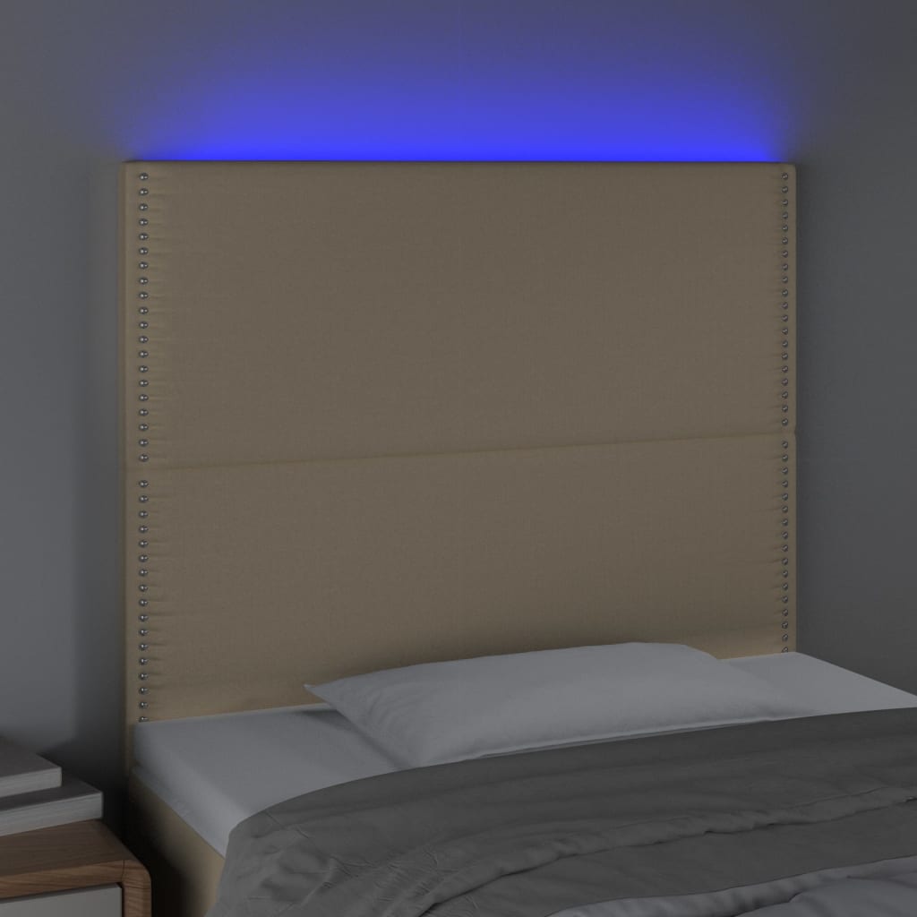 vidaXL Hoofdbord LED 90x5x118/128 cm stof crèmekleurig