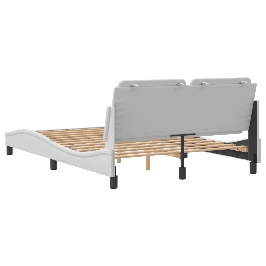 vidaXL Bedframe met hoofdbord kunstleer wit 140x200 cm