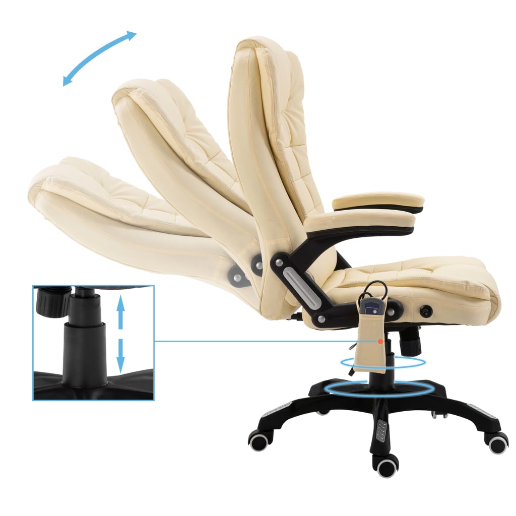 vidaXL Massage kantoorstoel kunstleer crème