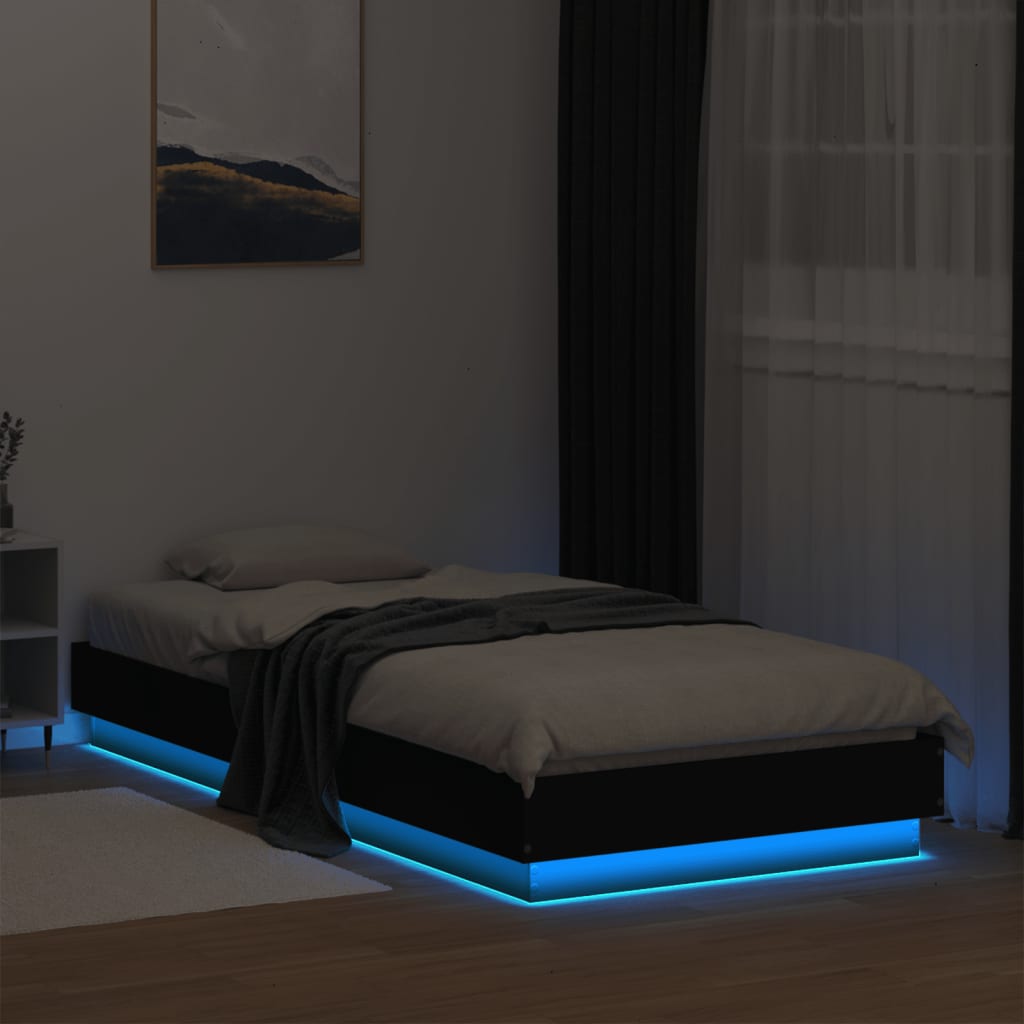 vidaXL Bedframe met LED-verlichting zwart 90x200 cm