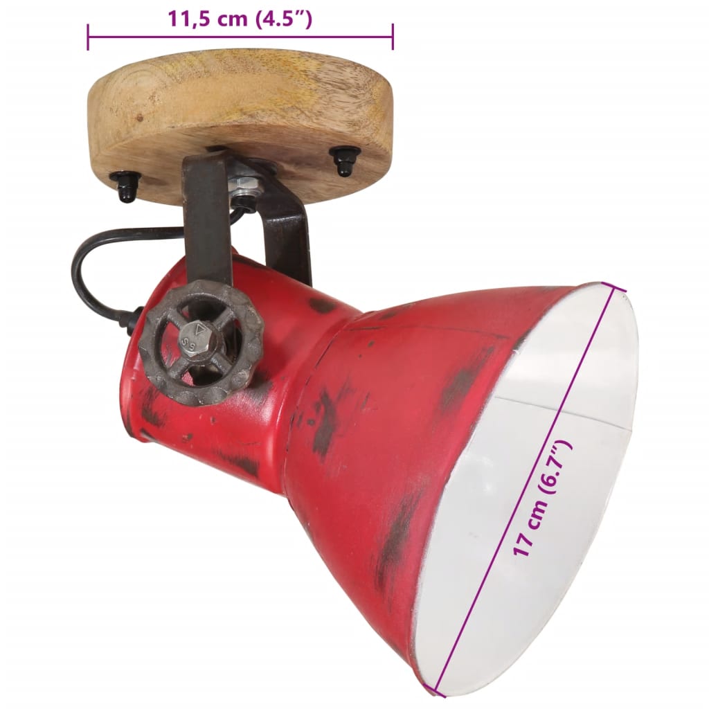 vidaXL Wandlamp 25 W E27 11,5x11,5x25 cm verweerd rood