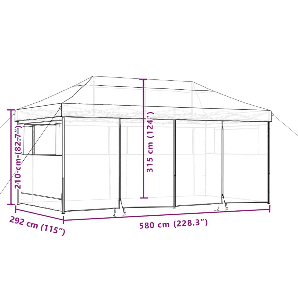 vidaXL Partytent inklapbaar pop-up met 4 zijwanden taupe